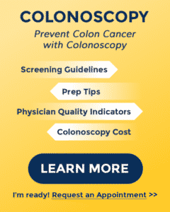 Colonoscopy infographic with summary points described on the colonoscopy webpage