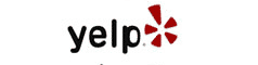 Yelp.com local business review website logo in red and black